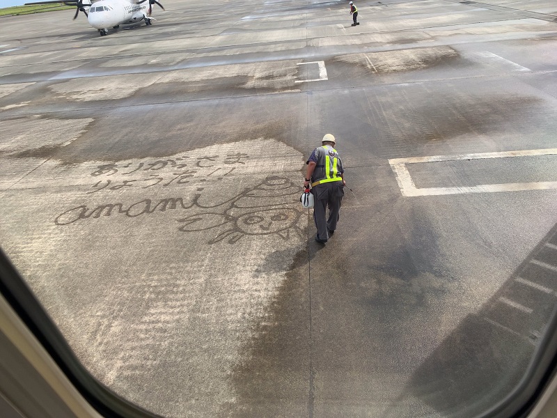 羽田空港行きの飛行機、窓外に「ありがとう」の文字が 話題さらったJALの心遣い、搭乗男性に話を聞いた