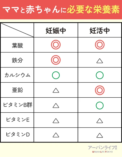 赤ちゃんとママに必要な栄養素